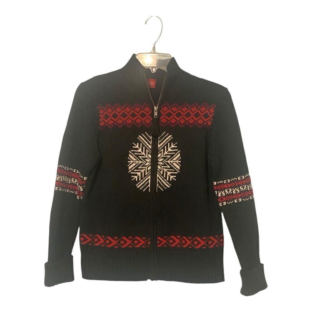 Valerie Stevens Cardigan Women’s Small Full Zip Wool Blend Sweater Jacket Black